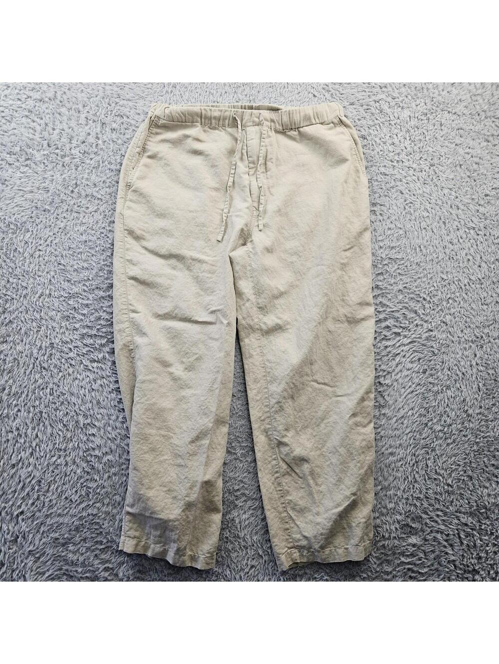 Caribbean Linen Blend Pants Men 34x30 (Fits 34x28) Wide Leg Drawstring